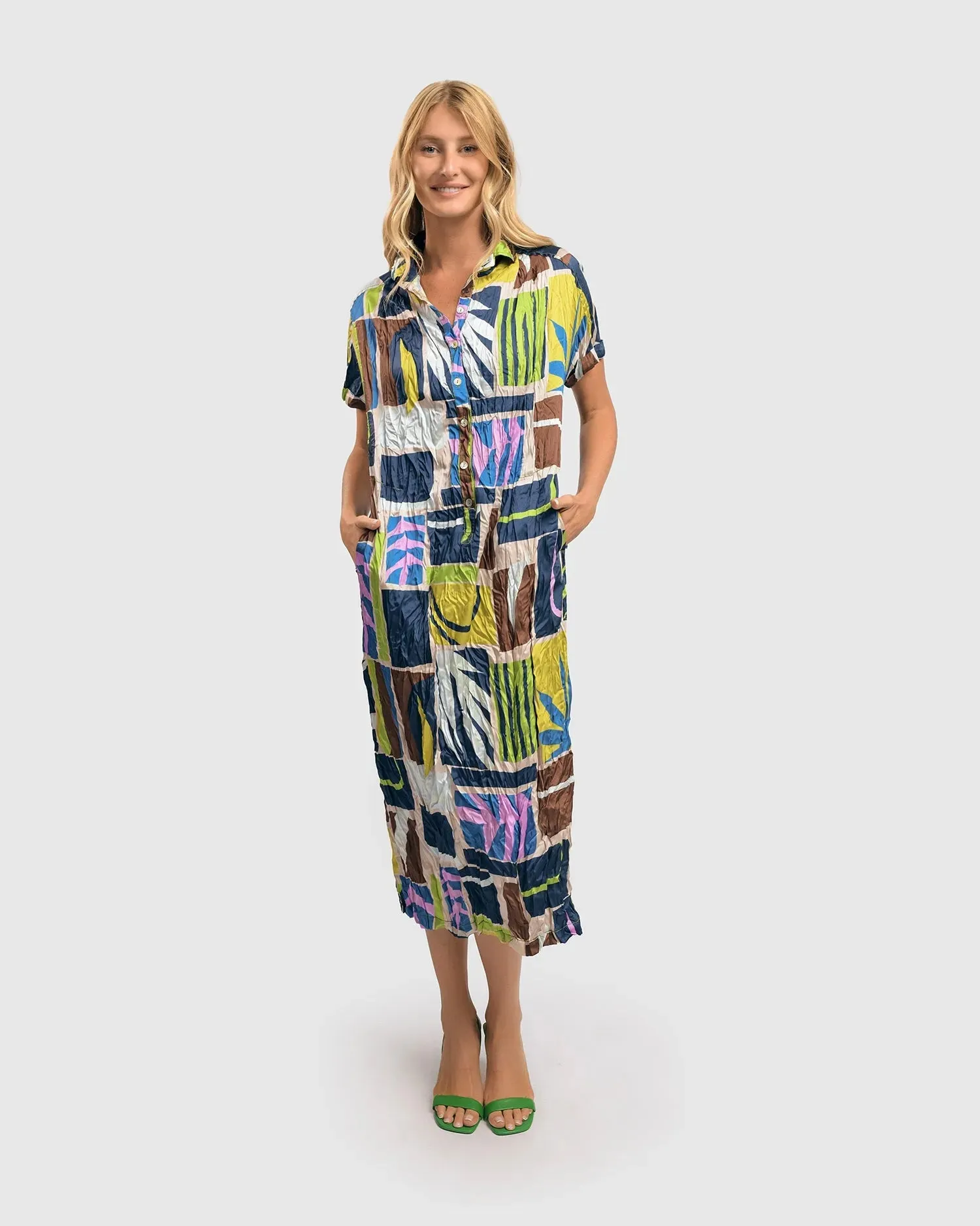 Kali Crinkle Shirtdress, Abstract