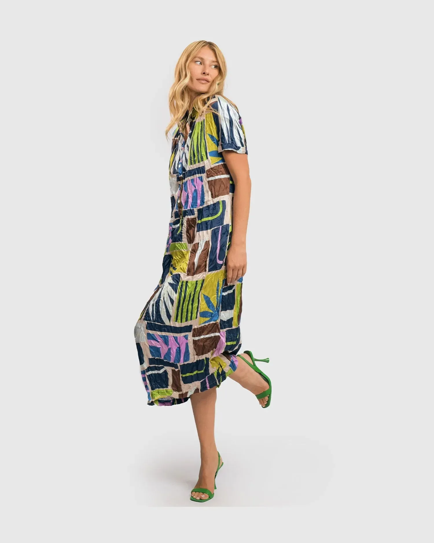 Kali Crinkle Shirtdress, Abstract