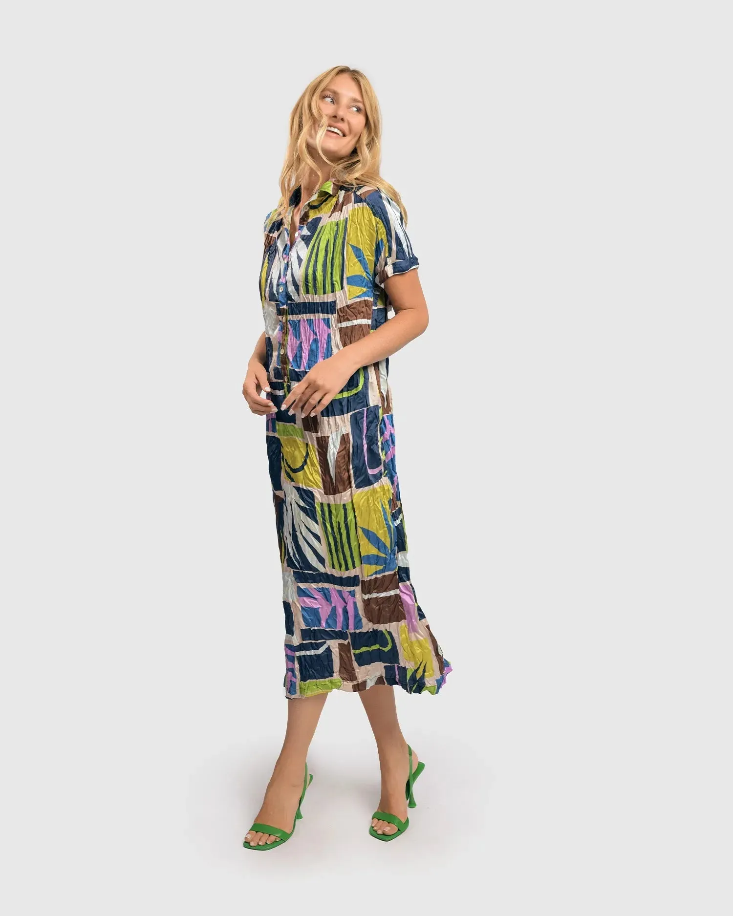 Kali Crinkle Shirtdress, Abstract