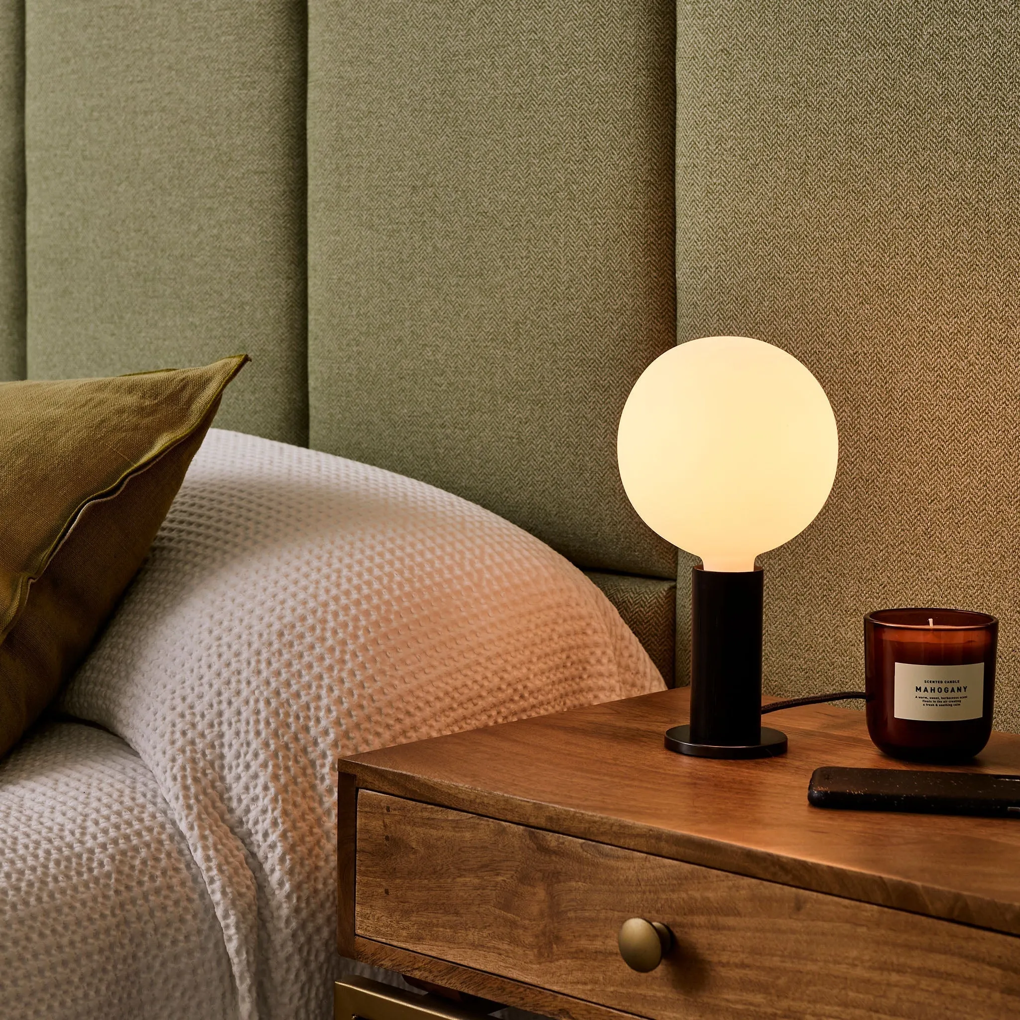 Knuckle Table Lamp in Blackened Oak   Sphere IV - Set of 2