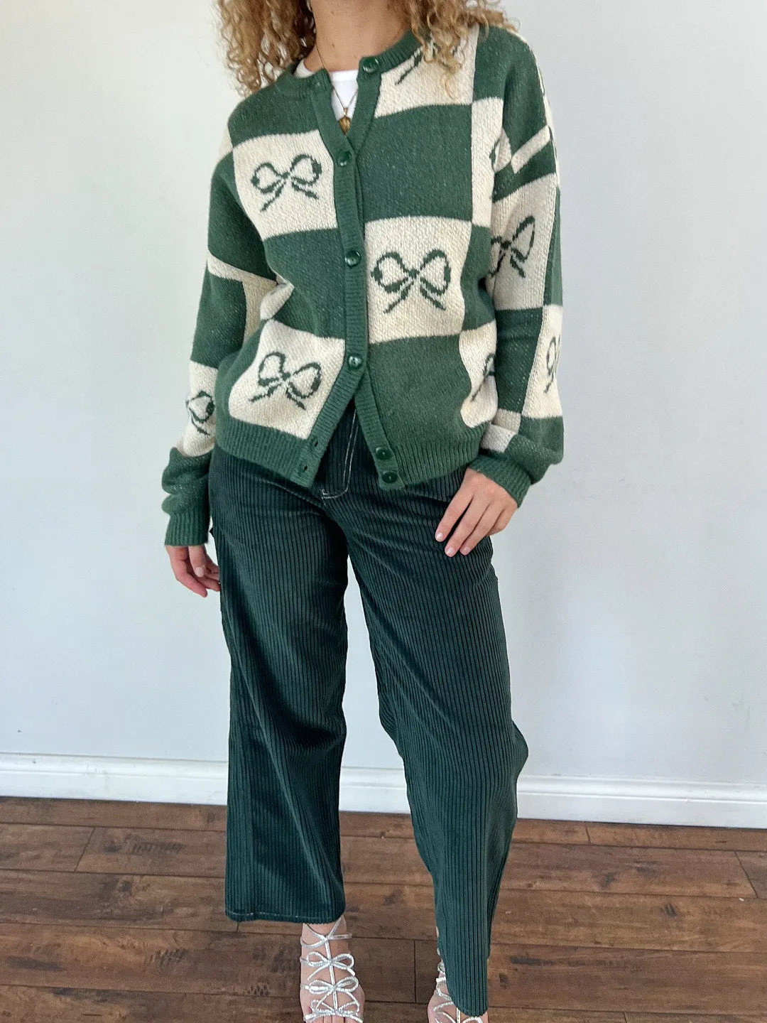 Lauda Cardi - Emerald Bow Check