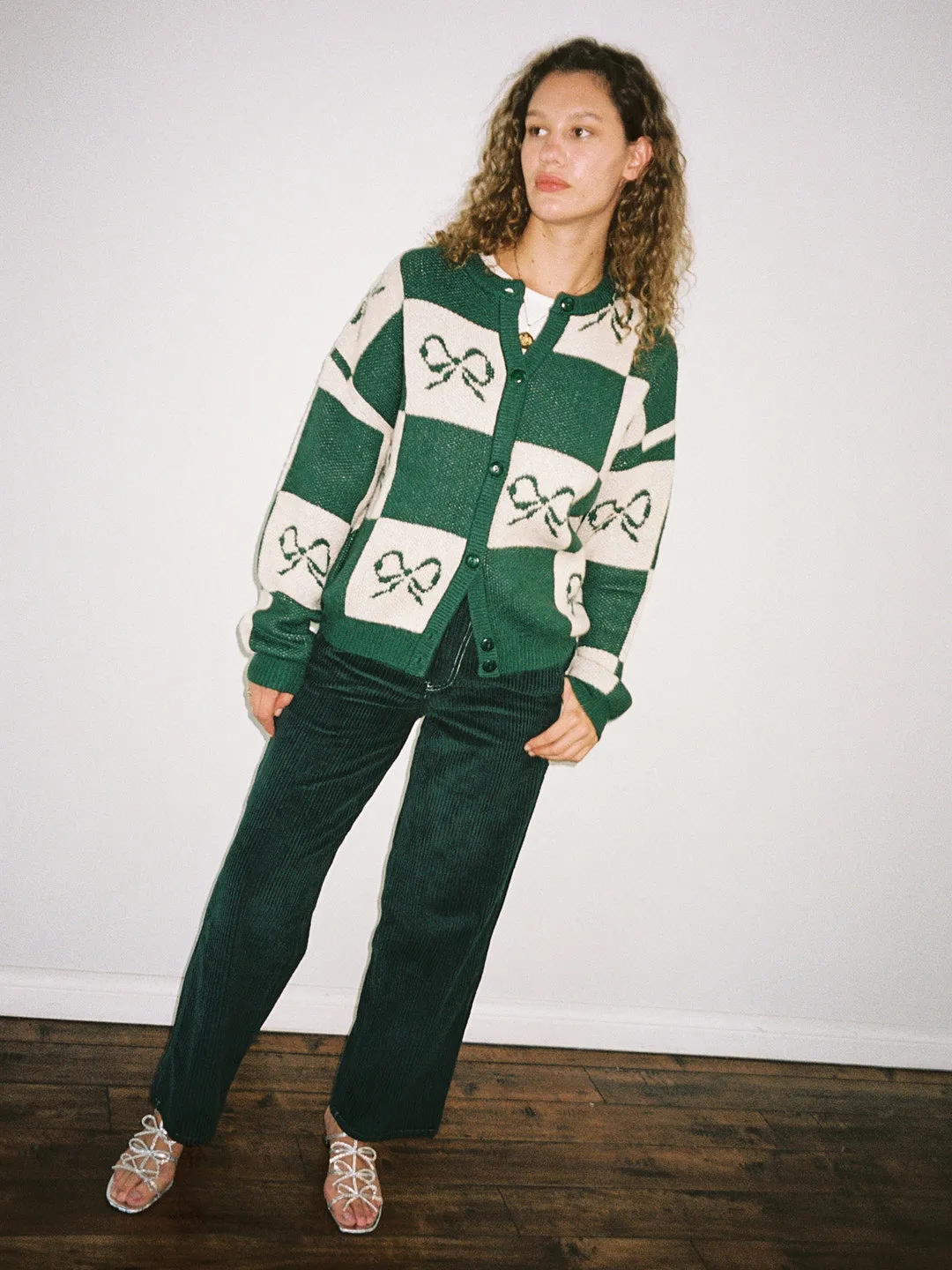 Lauda Cardi - Emerald Bow Check