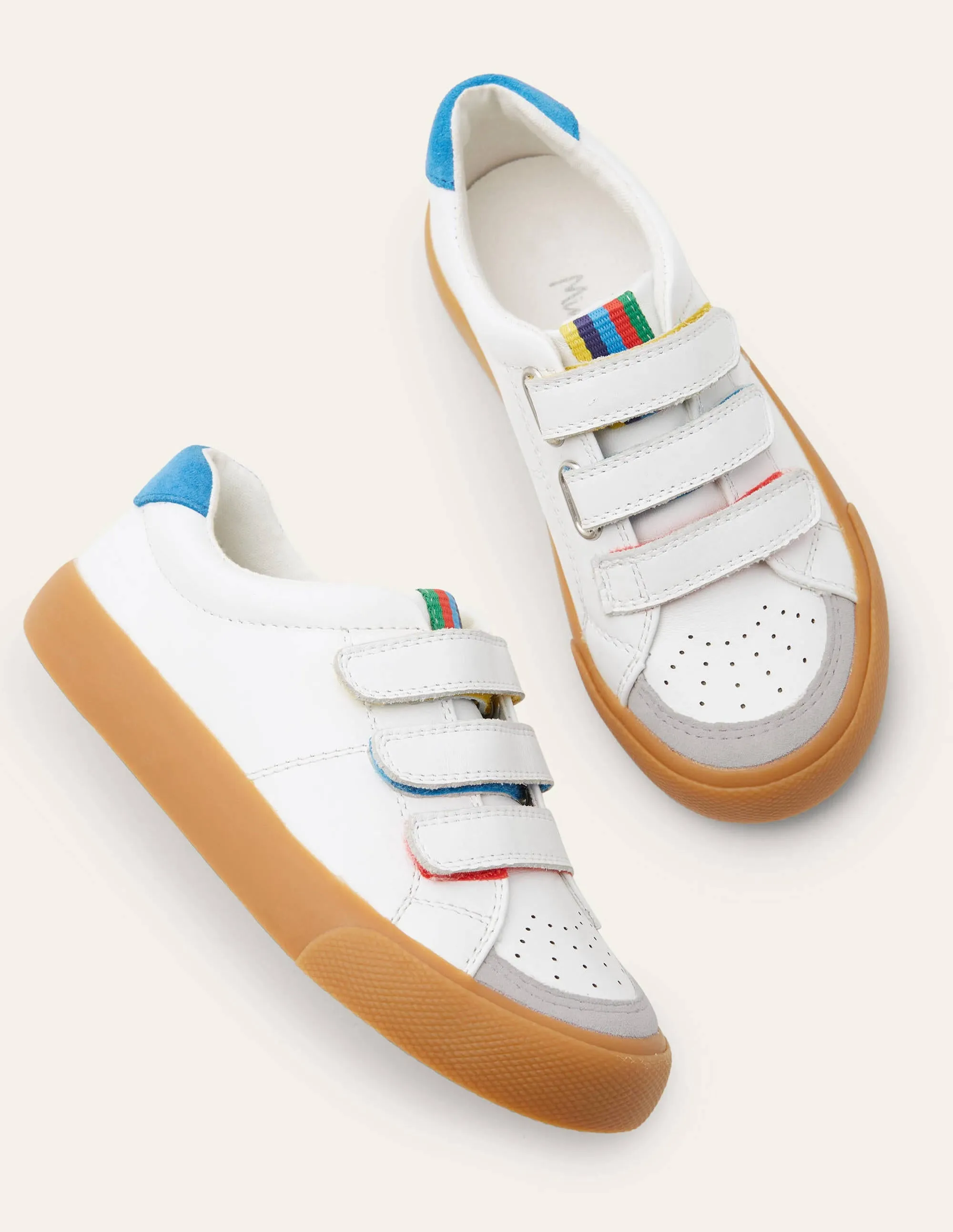 Leather Low Tops 3 Strap-White