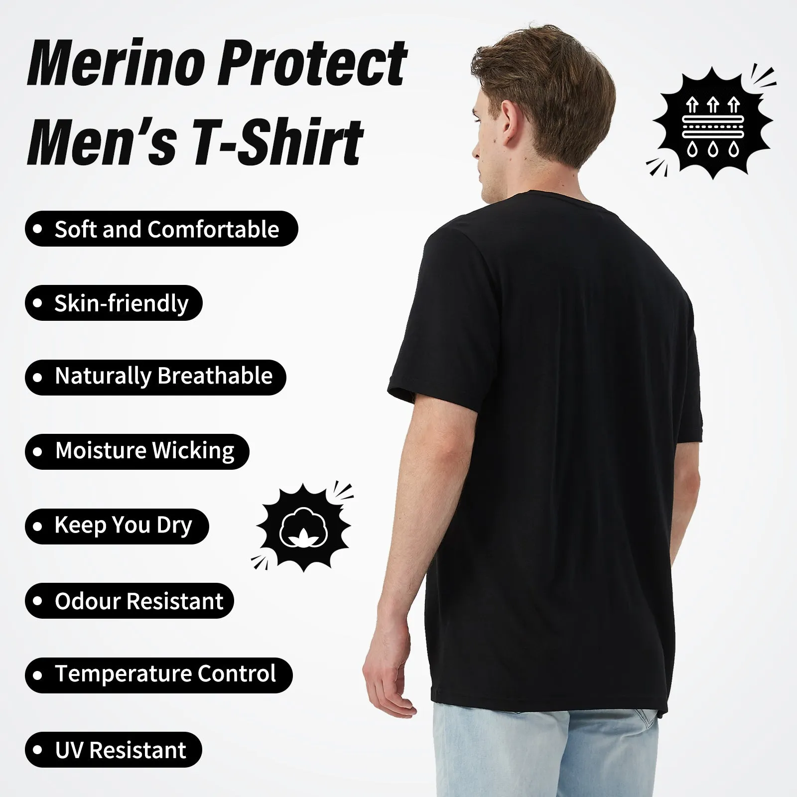 Men's Merino 170g Classic Short Sleeve T-Shirt Black