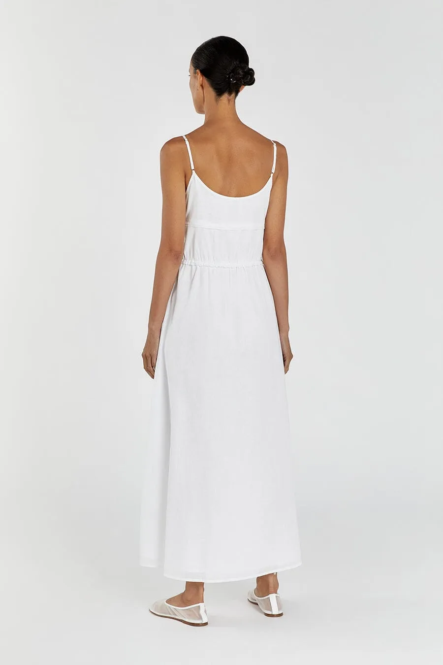 MIMI WHITE LINEN MIDI DRESS