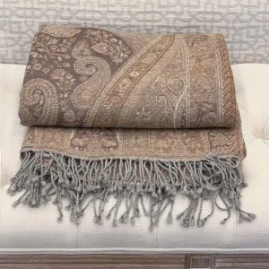 Paisley pure wool Throw brulee