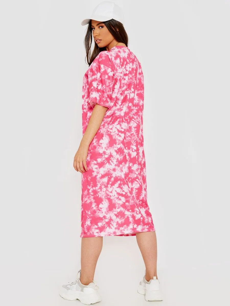 Paris Tie-Dye Midi Dress In Pink