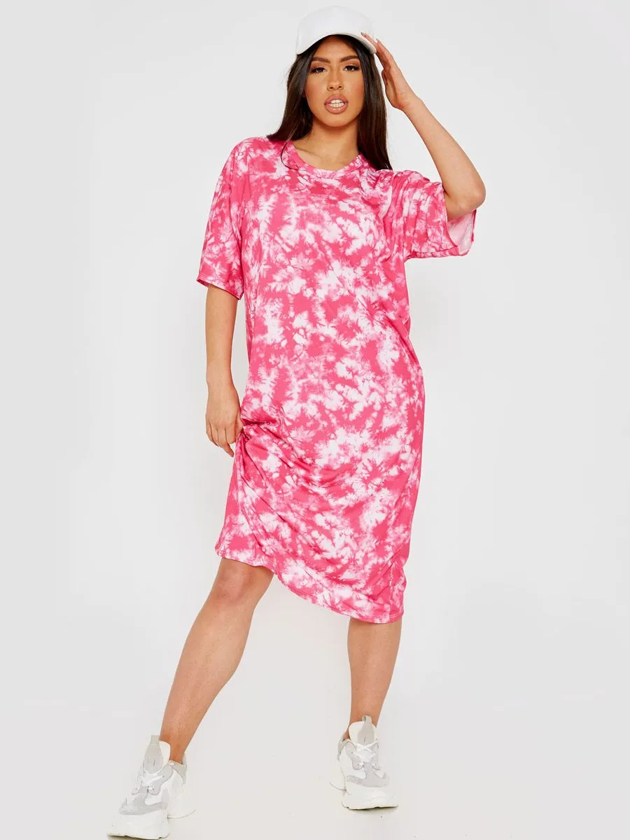 Paris Tie-Dye Midi Dress In Pink