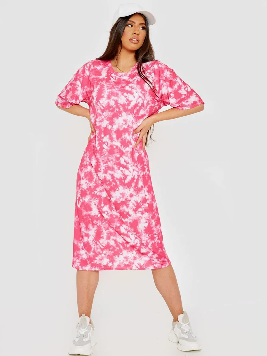 Paris Tie-Dye Midi Dress In Pink