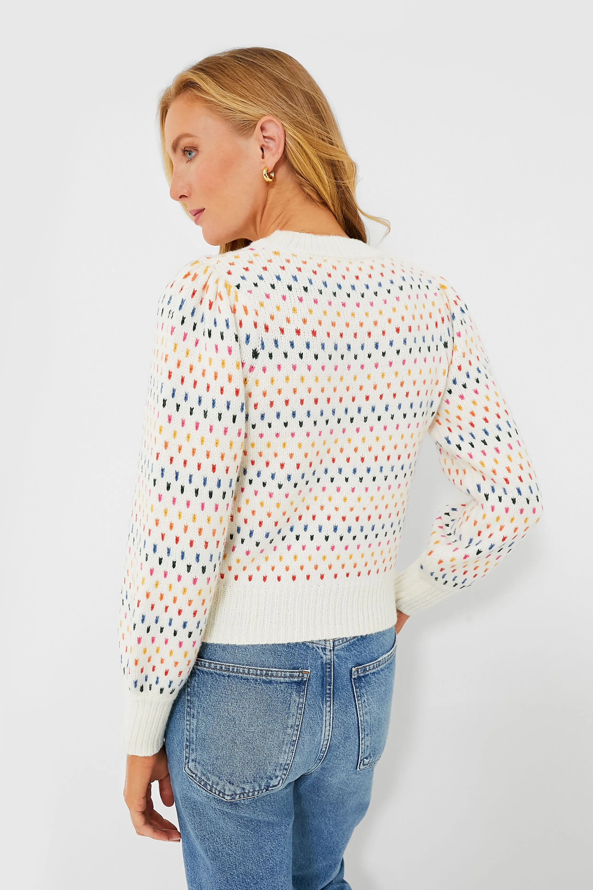 Rainbow Alma Puff Sleeve Sweater