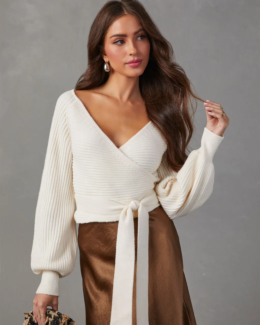 Rayna Cropped Wrap Sweater