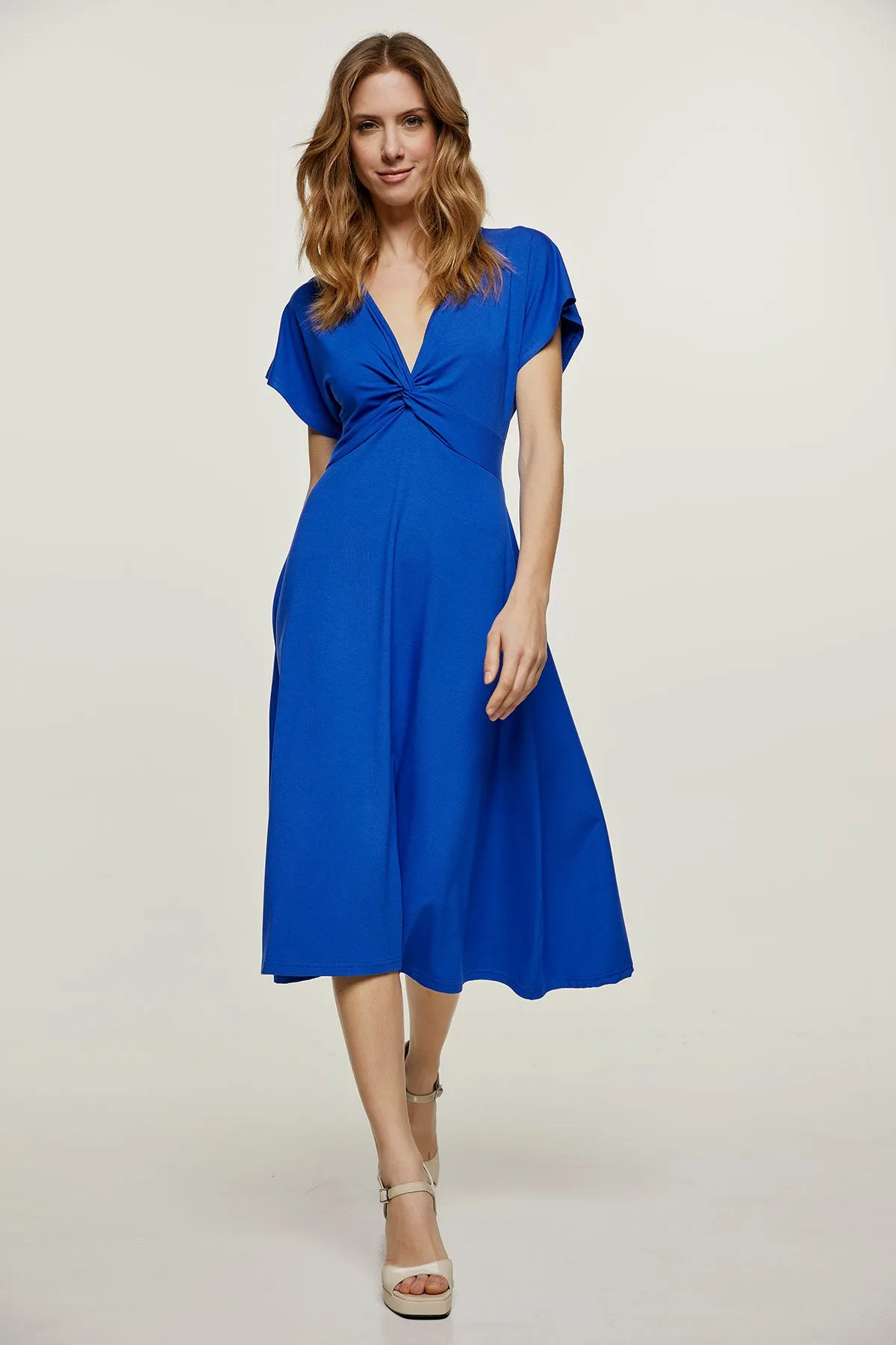 Royal Blue Knot Detail Midi Dress