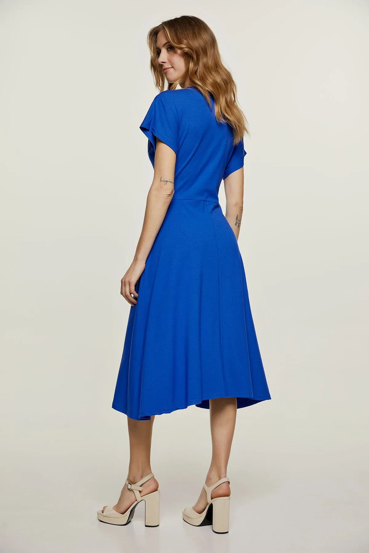 Royal Blue Knot Detail Midi Dress