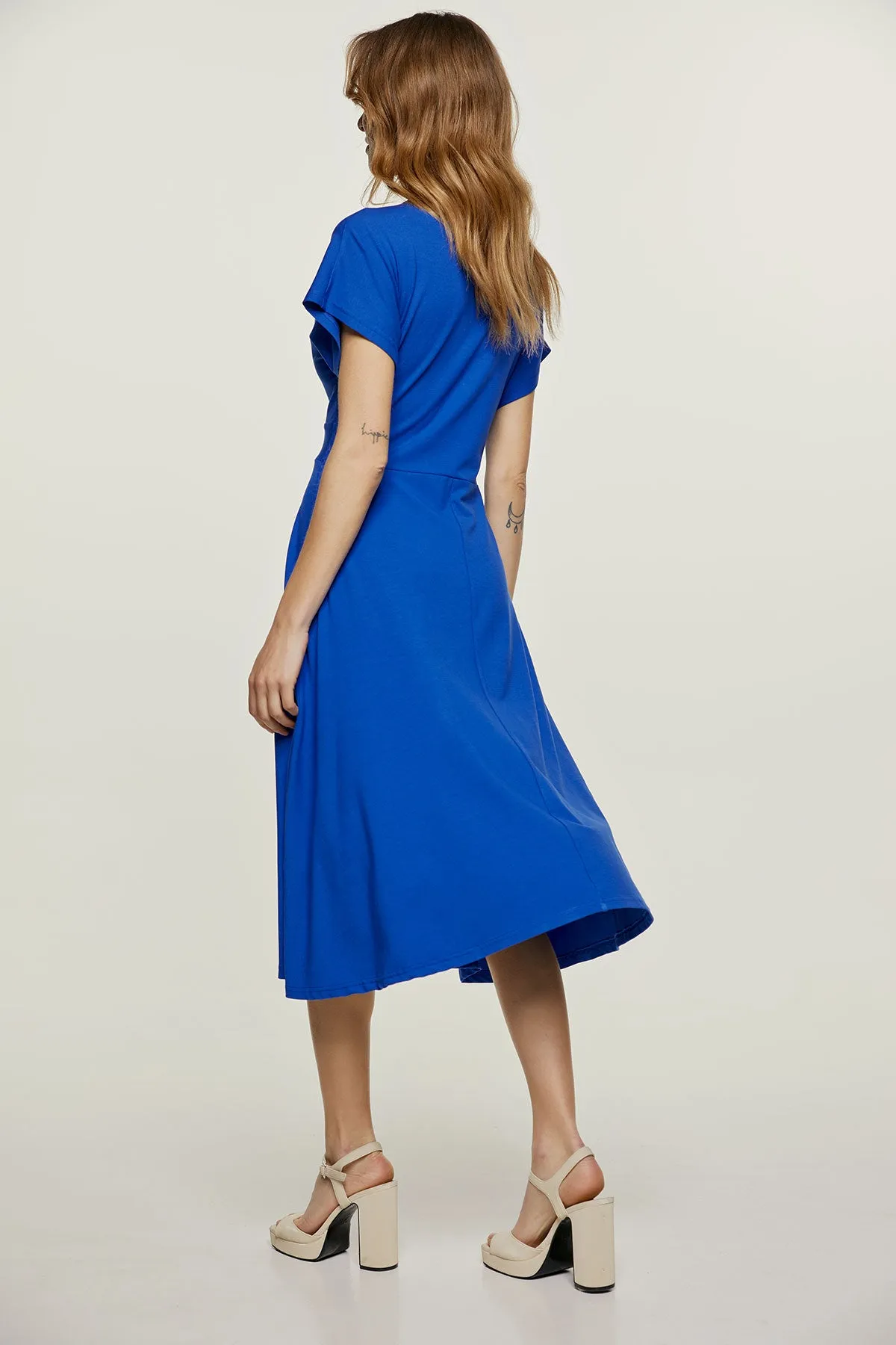 Royal Blue Knot Detail Midi Dress