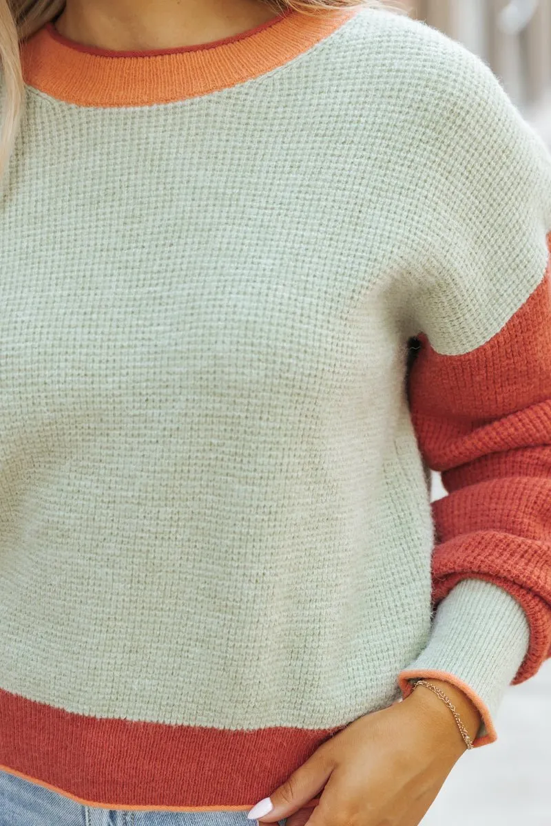 Sage Color Block Pullover Sweater - FINAL SALE