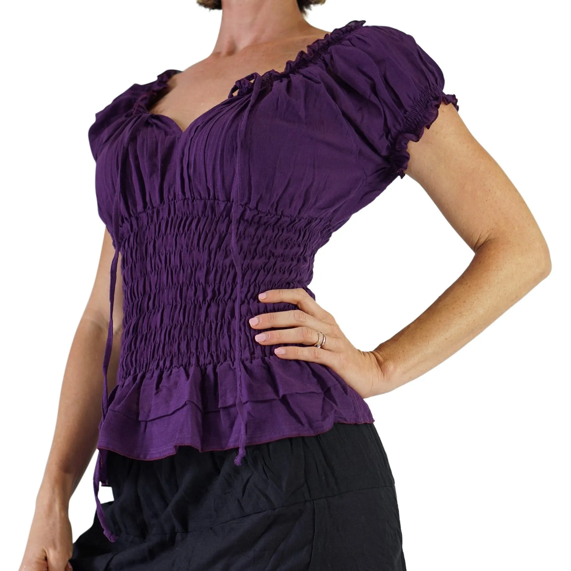 'SS Peasant Blouse, Chemise' - Purple