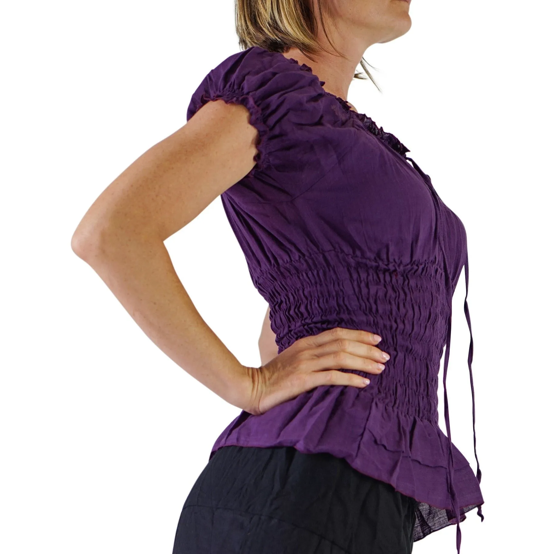 'SS Peasant Blouse, Chemise' - Purple