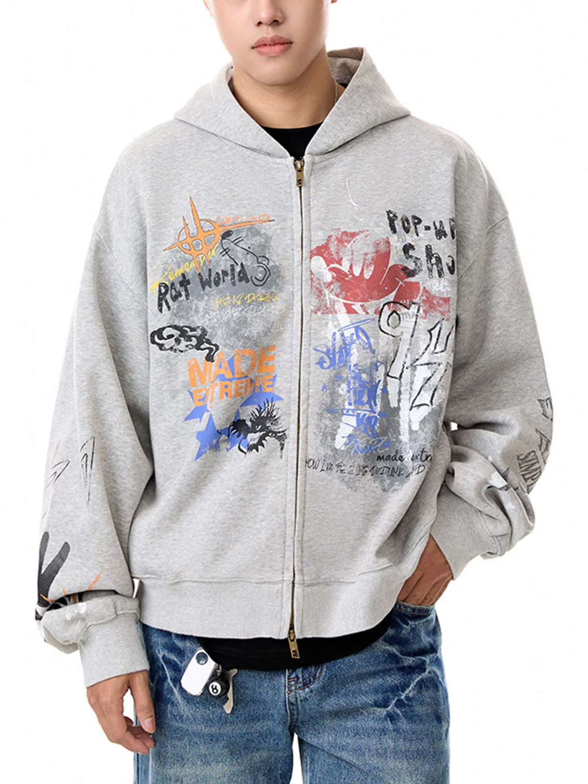 Thesupermade Graffiti Cardigan Hoodie