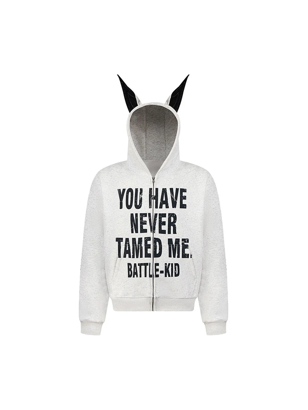 Thesupermade Mottled Graphic Plush Hooded Sweatshirt