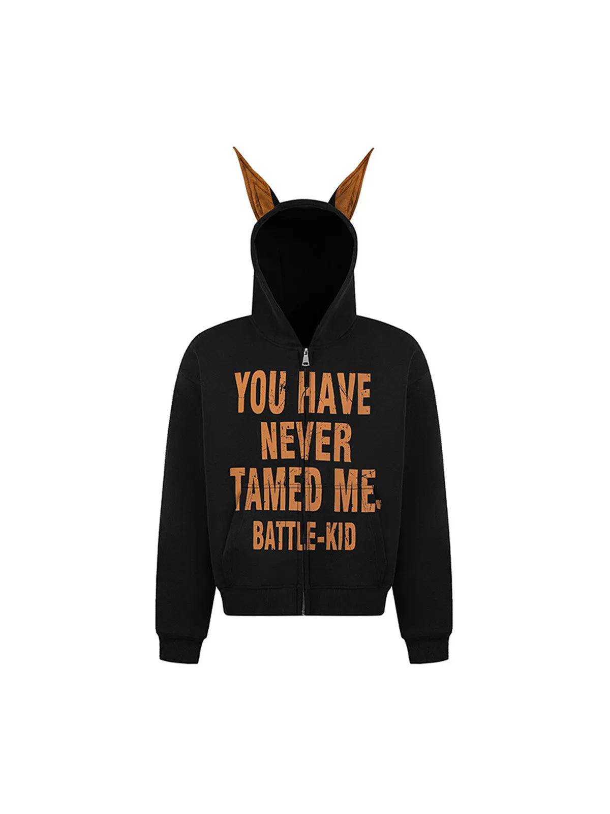 Thesupermade Mottled Graphic Plush Hooded Sweatshirt