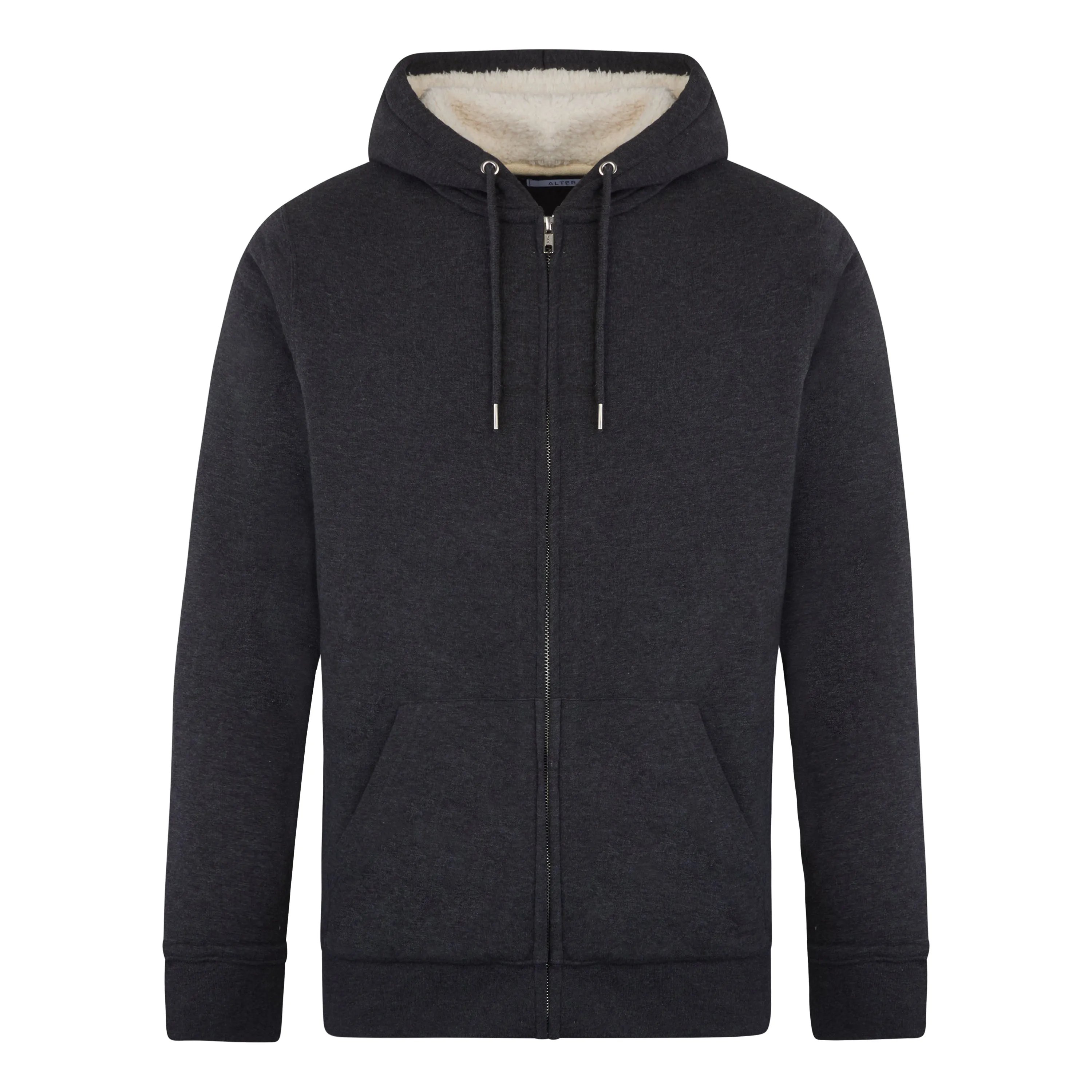 Unisex Zipped Sherpa Hoodie Dark Grey