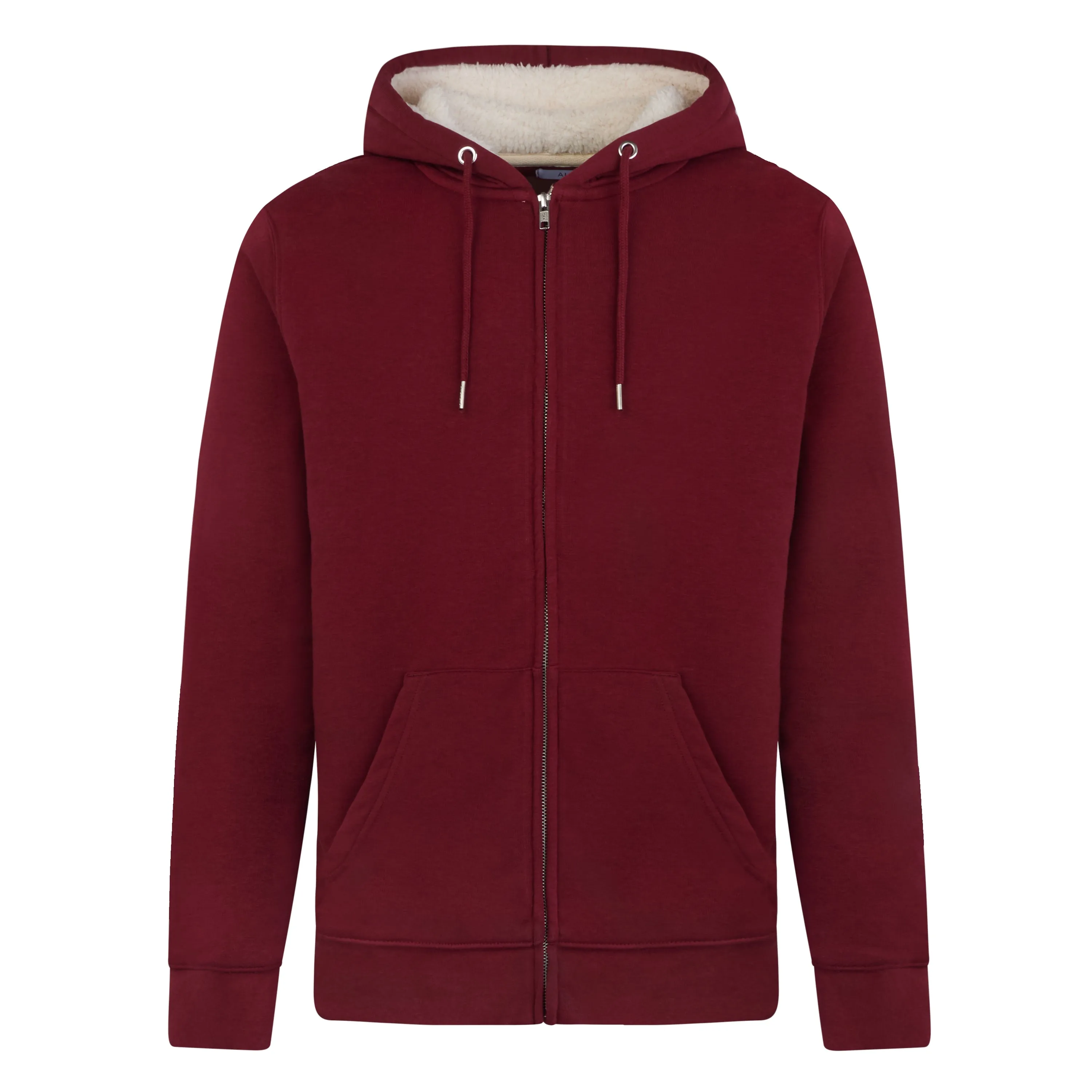 Unisex Zipped Sherpa Hoodie French Burgundy