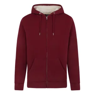 Unisex Zipped Sherpa Hoodie French Burgundy