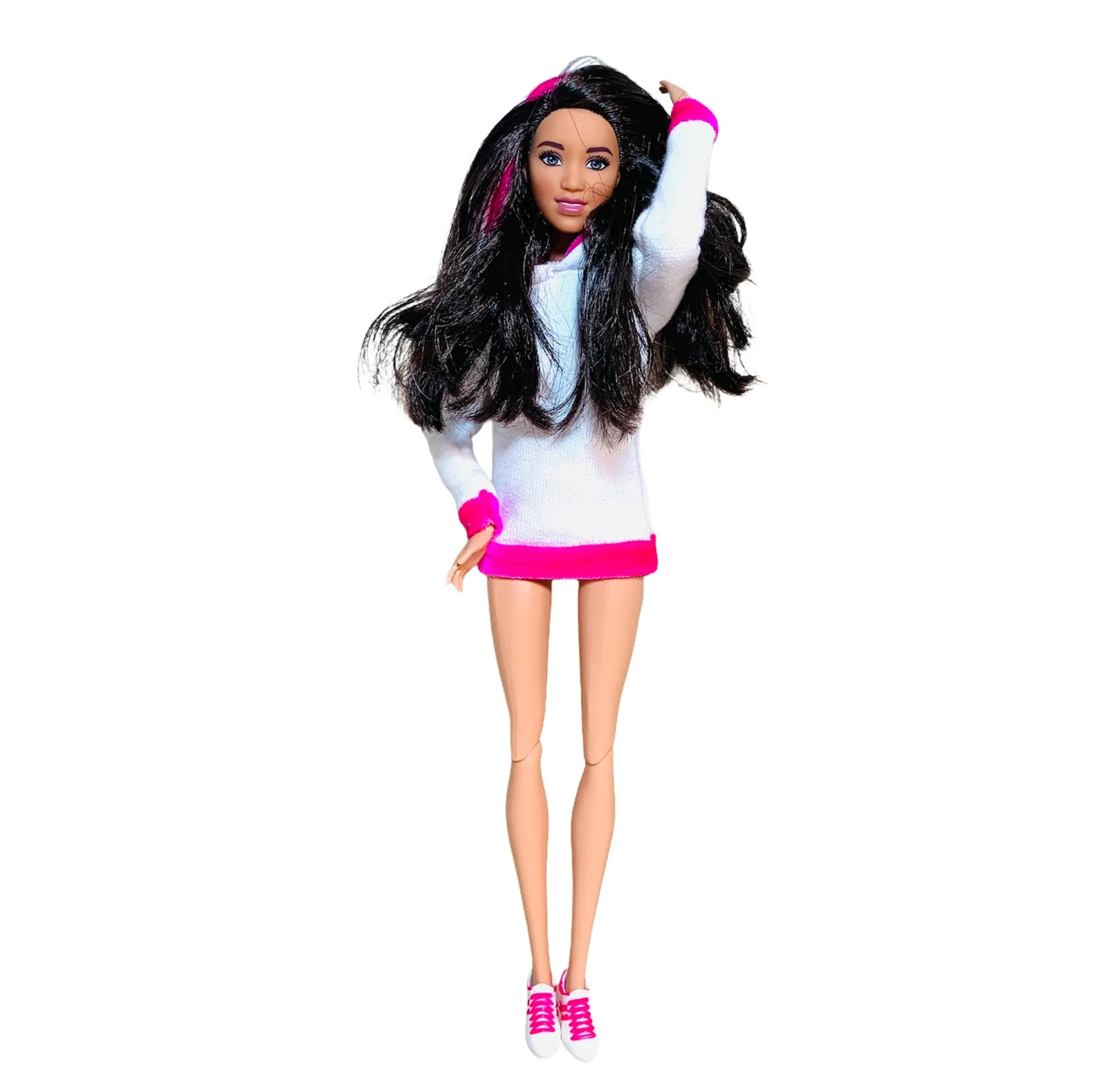 White and pink hoodie for Barbie Doll