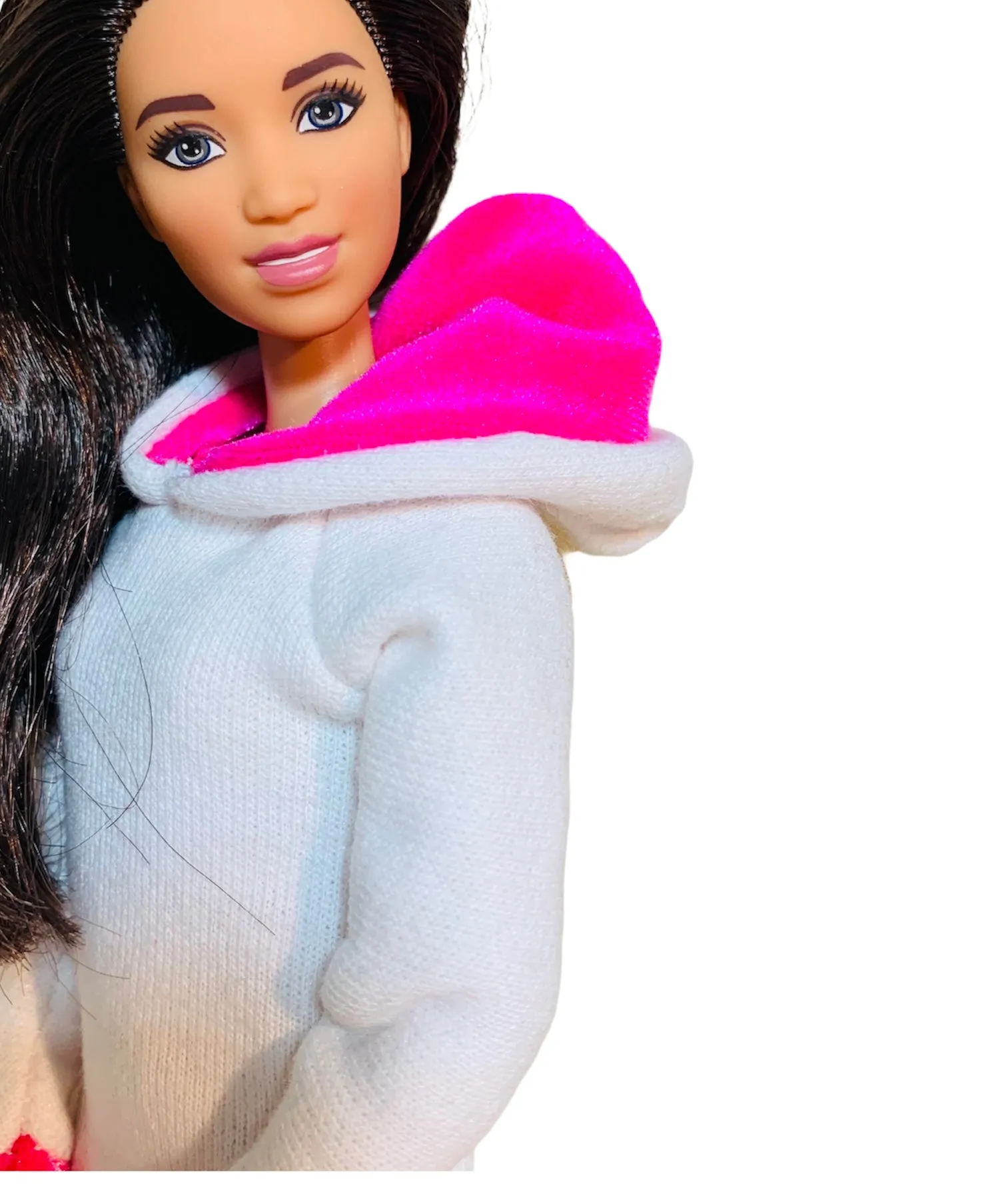 White and pink hoodie for Barbie Doll