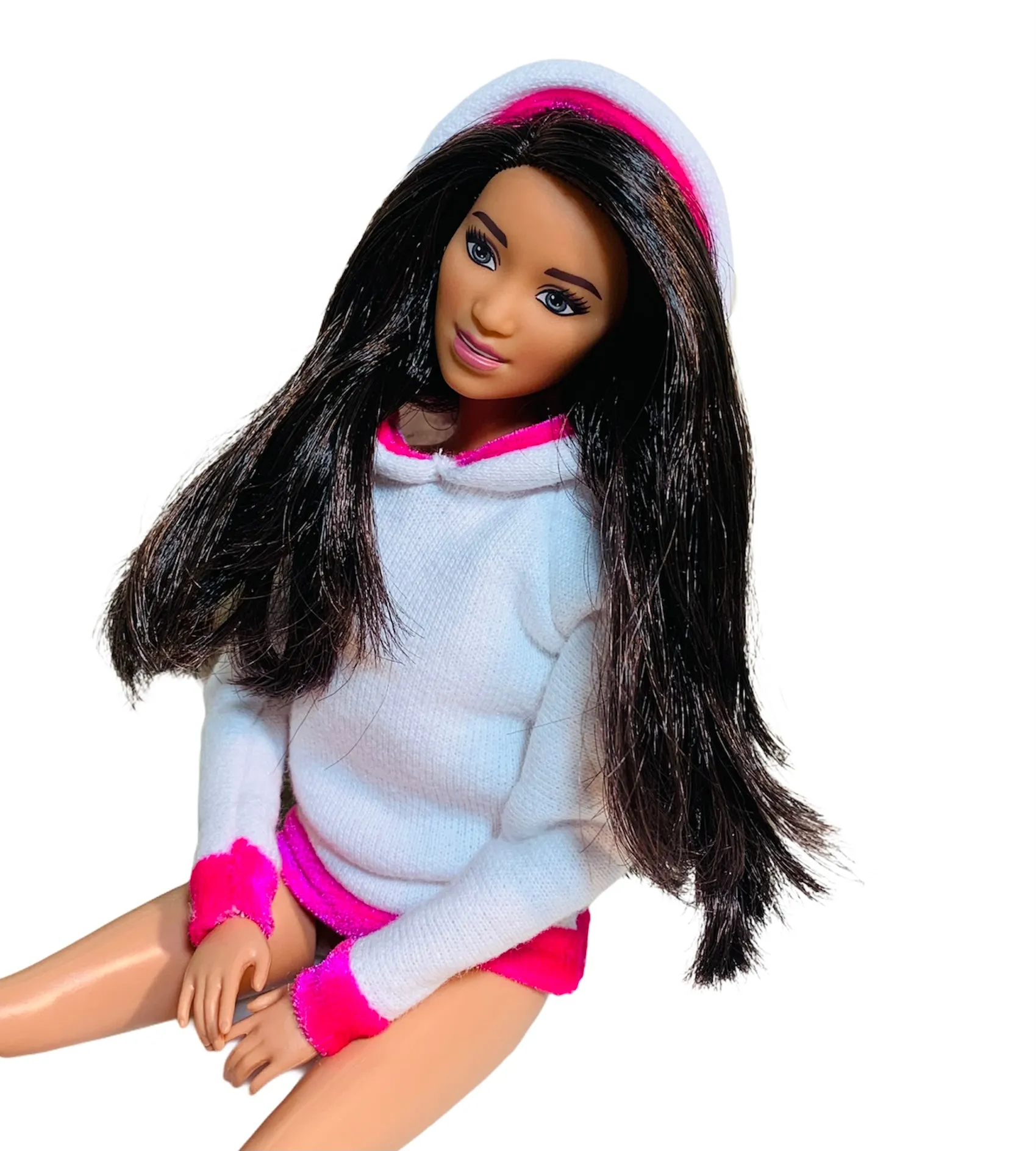 White and pink hoodie for Barbie Doll