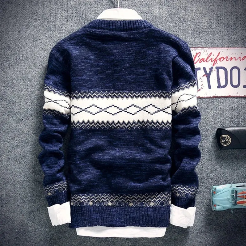 Wiaofellas  -  New Spring and Autumn Fashion Casual Sweater O-Neck Slim Fit Knitting Mens Sweaters and Pullovers Men Knitted Pullover Tops