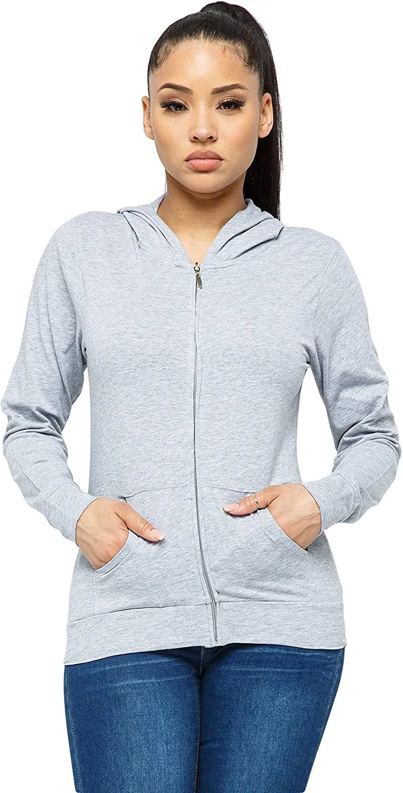 WINESTER & COMPANY Women's Hoodie - Casual Long Sleeve Full Zip Up Slim Fit Hooded Jacket Sweatshirt Workout Active Top