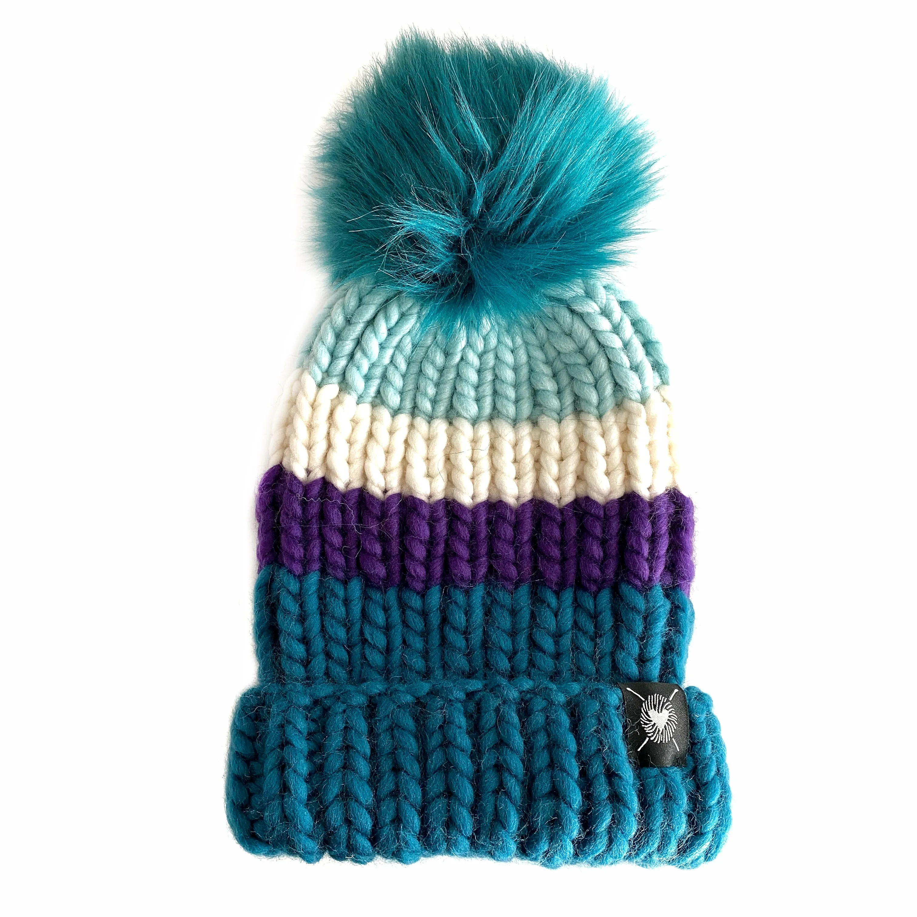 Zero Waste : Merino Folded Brim Faux Fur Pom-Pom Beanie